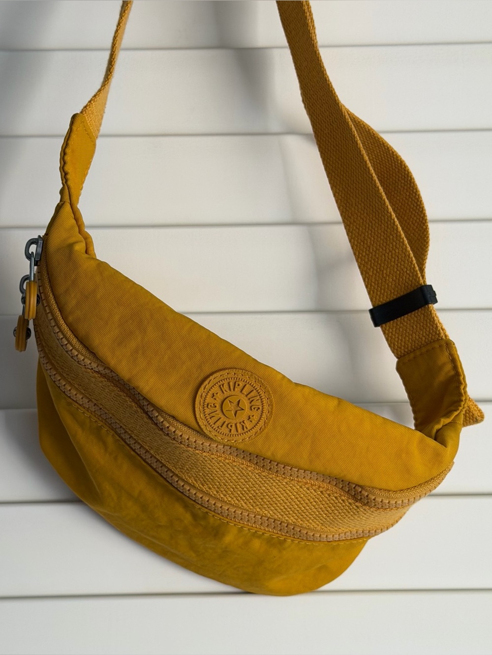 Kipling Mustard Yellow Fanny Pack Waist Belt Bag Adjustable Strap